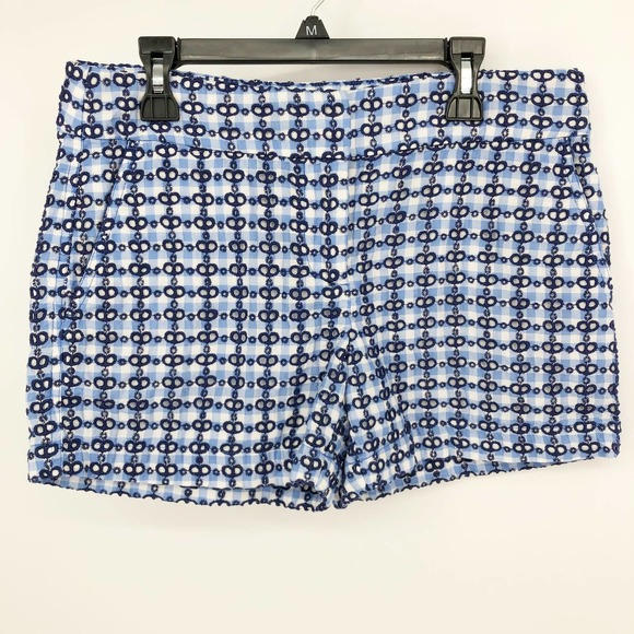 Vineyard Vines Womens Shorts 2 Blue Low Rise Gingham Embroidered Eyelet Pocket - Picture 1 of 8